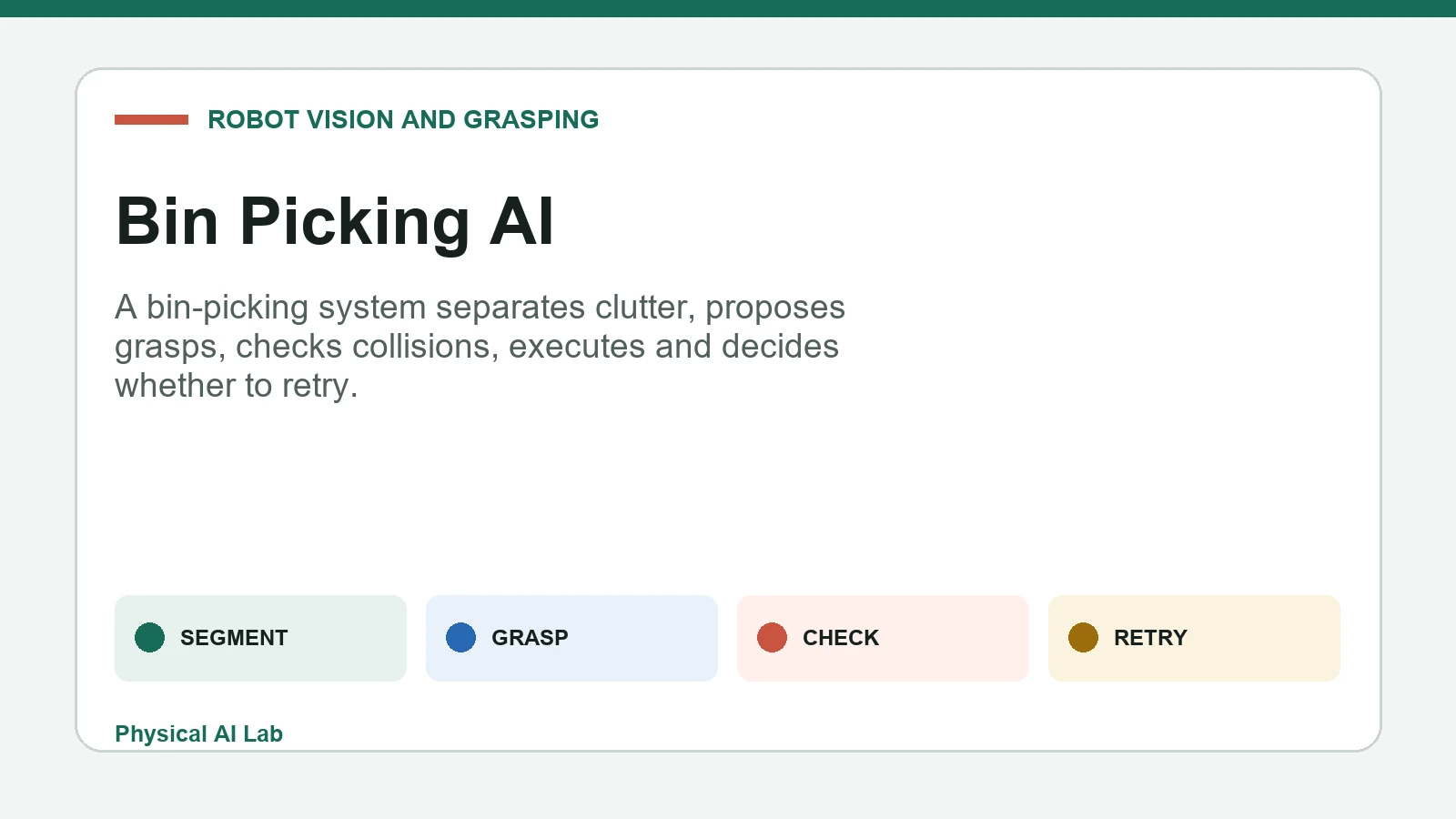 AI bin picking decisions from scene segmentation to retry