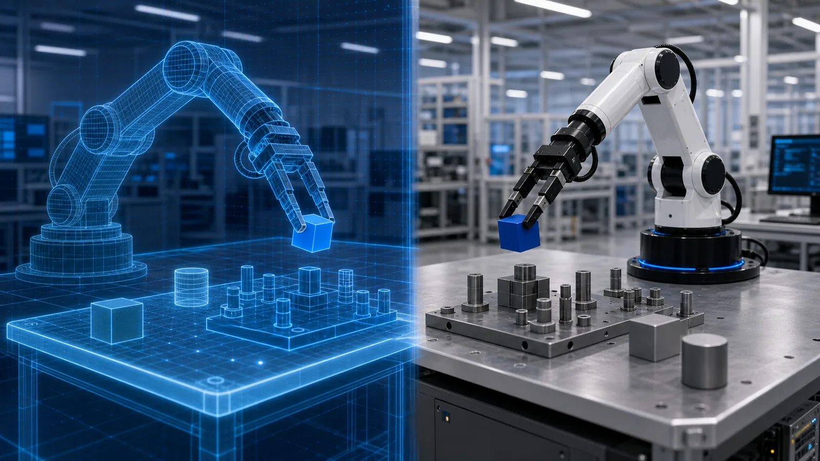 Robot policy moving from a simulated environment to a physical robot
