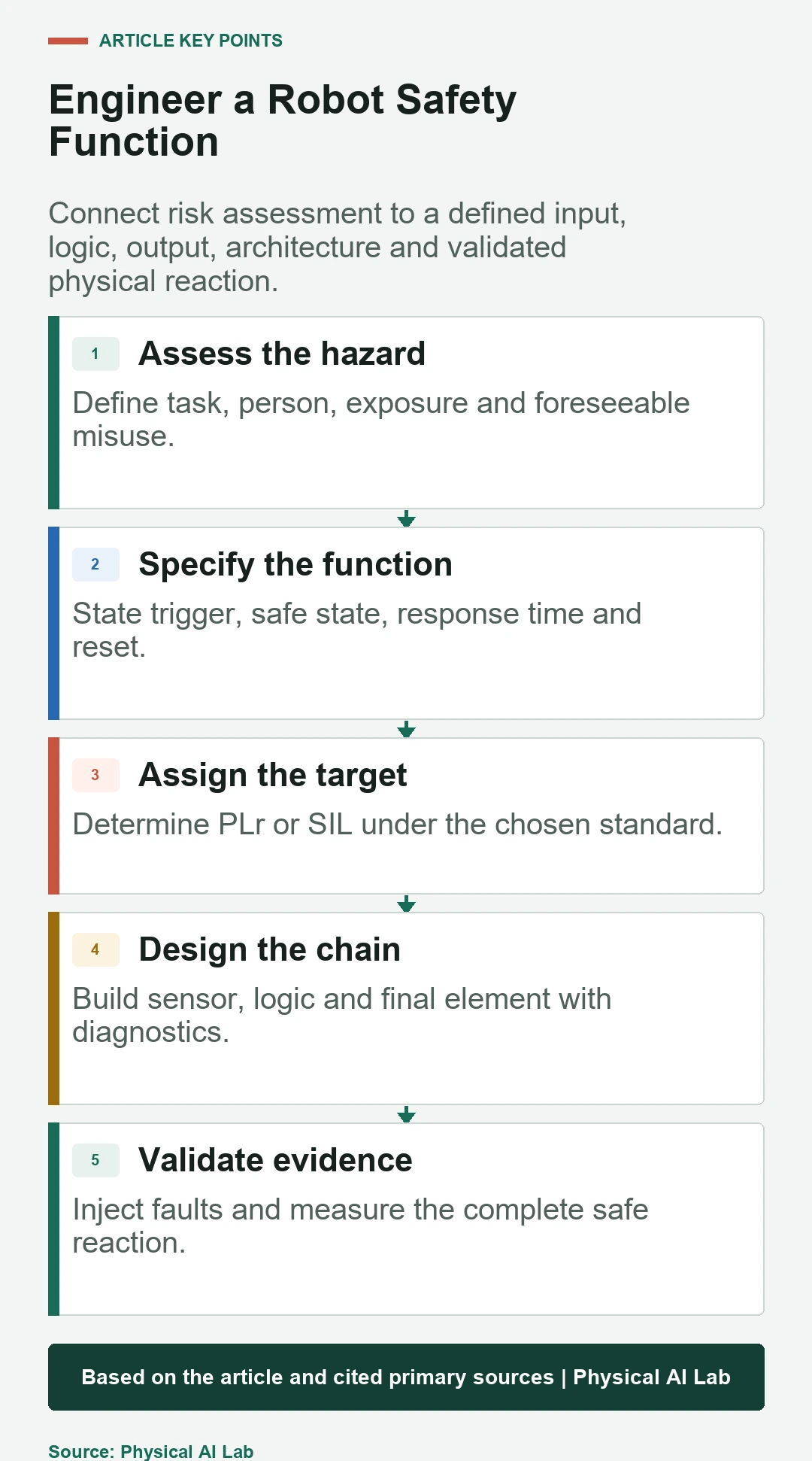 Five-stage robot functional safety design workflow