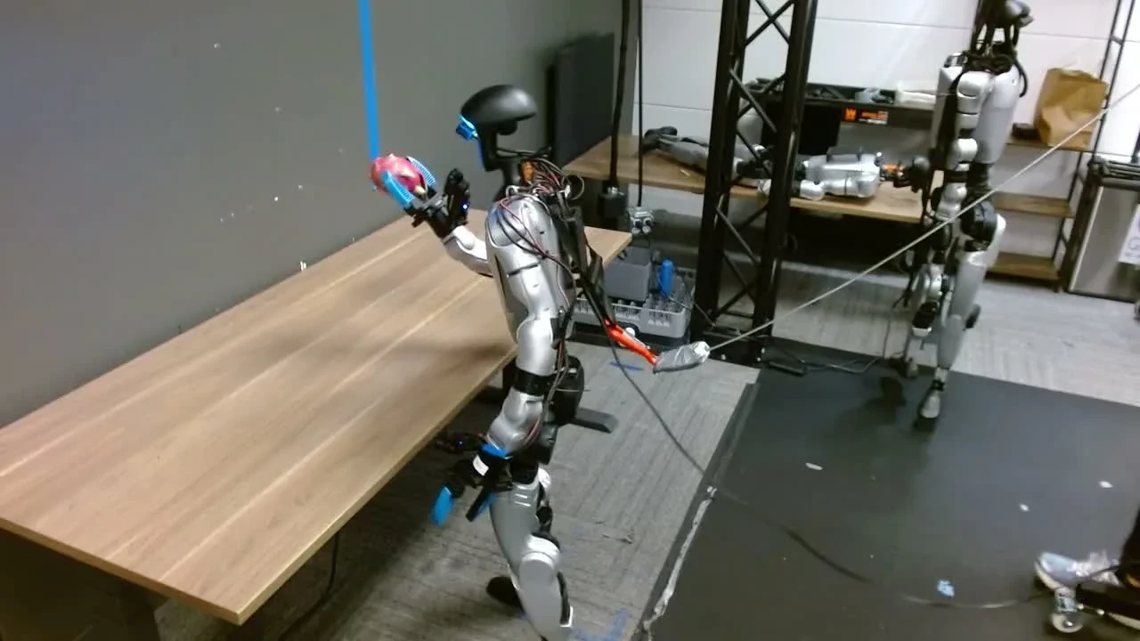 Humanoid robot using coordinated arms legs and torso during a laboratory whole body task