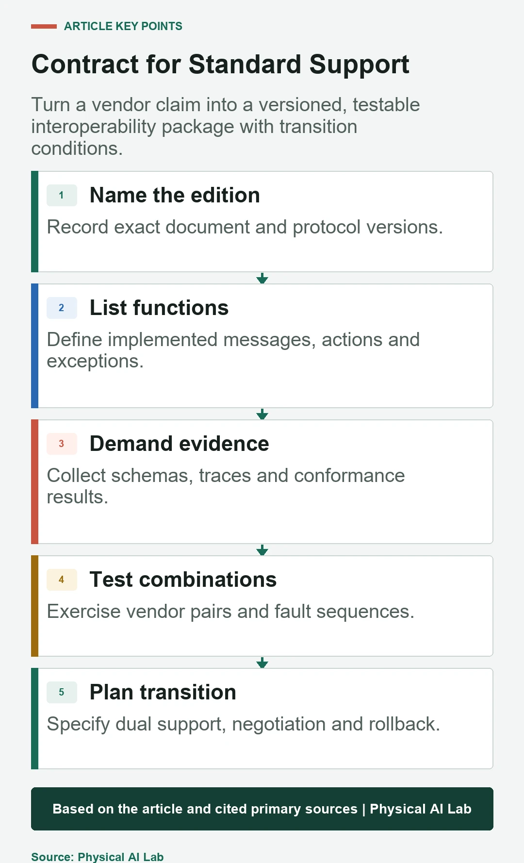 Five-stage AMR interoperability standards procurement checklist