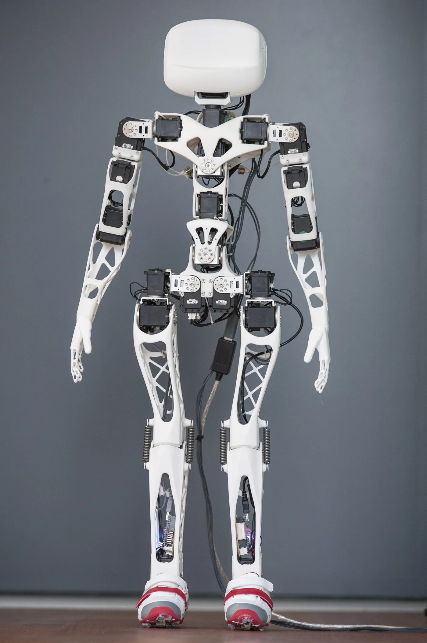 Poppy humanoid robot with visible joints and actuators
