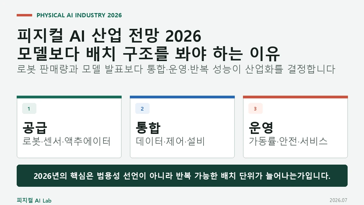 피지컬 AI 산업 전망 2026: 연구가 현장 매출로 이어지는 조건의 핵심 구조를 보여 주는 대표 이미지