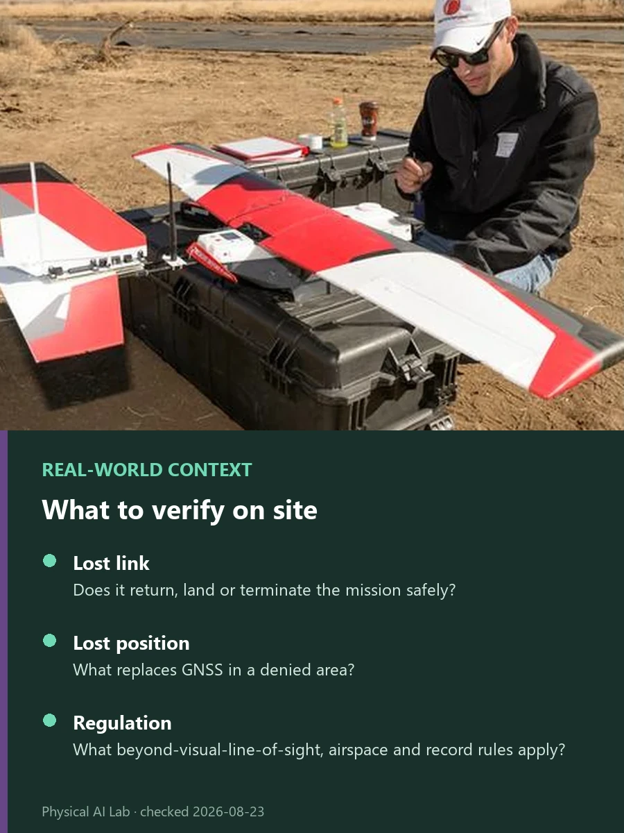 Physical AI Drone Architecture: Perception, Planning, Edge Inference and Safety reference photograph showing a NASA unmanned-aircraft traffic-management field test, used to examine the complete loop across perception, planning, flight control and fail-safe behavior