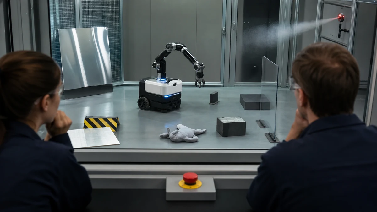 Generic editorial robot concept illustrating Physical AI Red-Team Testing: Prompt, Sensor, Action and Recovery Scenarios