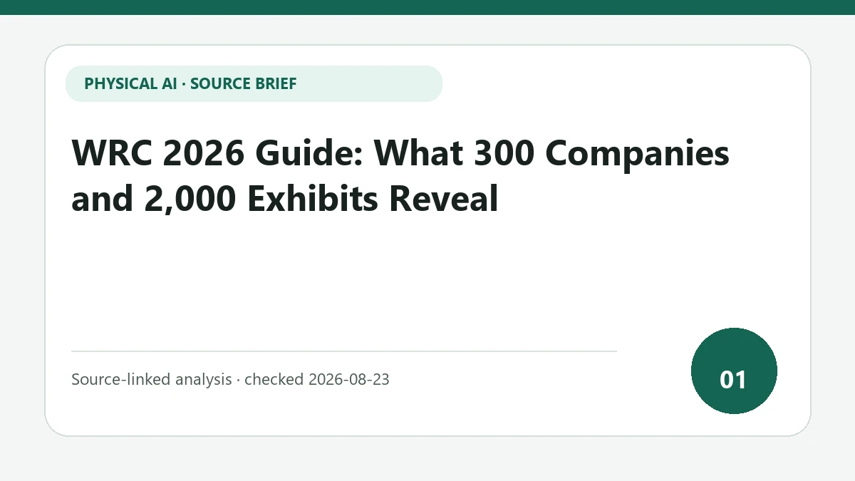 WRC 2026 Guide: What 300 Companies and 2,000 Exhibits Reveal text-only source-brief cover focused on how exhibition scale connects to sensing, actuation and service support