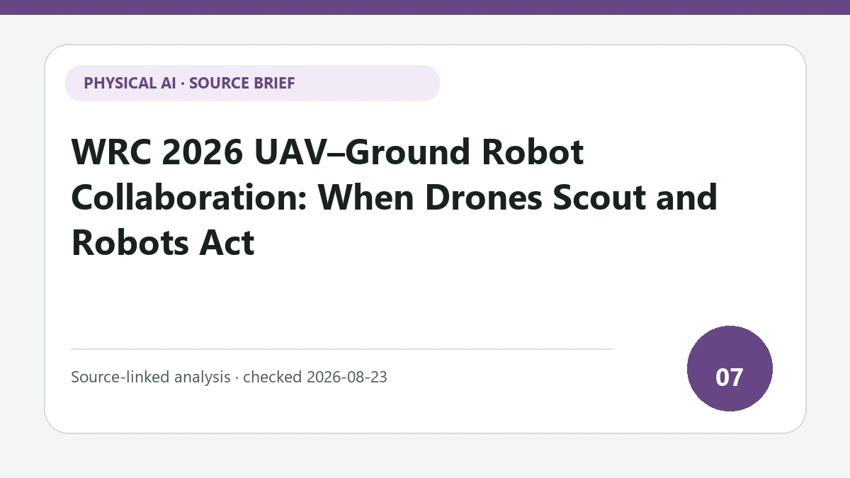 WRC 2026 UAV–Ground Robot Collaboration: When Drones Scout and Robots Act text-only source-brief cover focused on the coordinate and semantic handoff after an aerial system finds a target