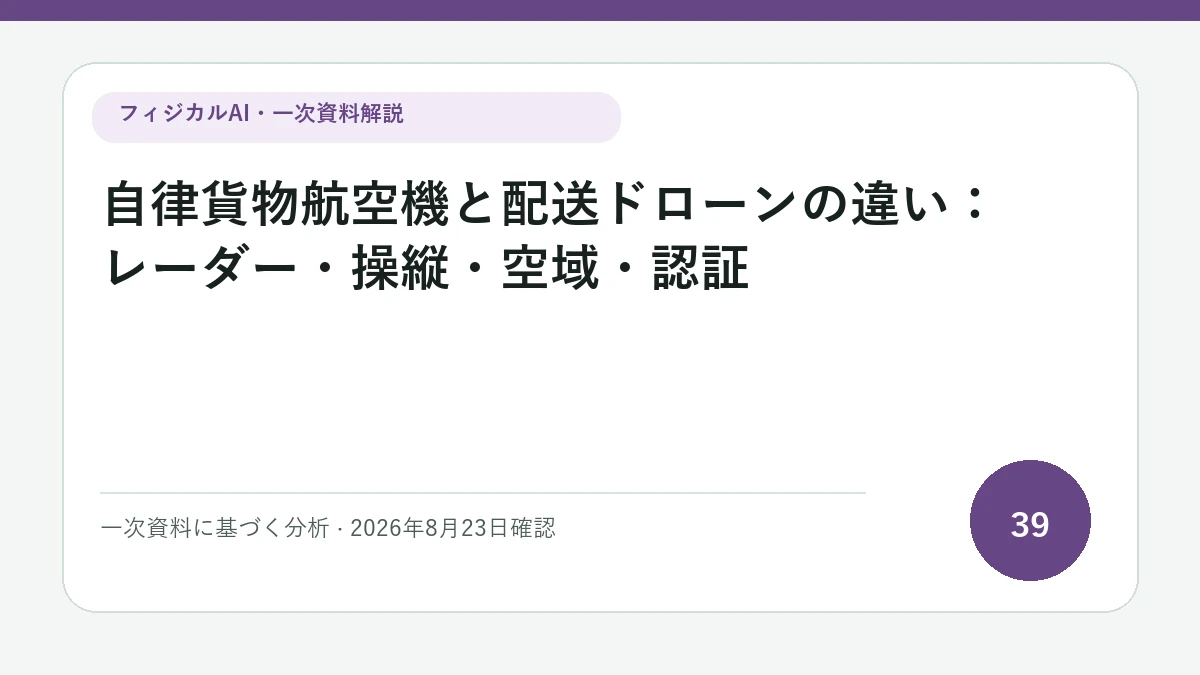 自律貨物航空機と配送ドローンの違い：レーダー・操縦・空域・認証の論点を図解したフィジカルAI Labの解説カバー