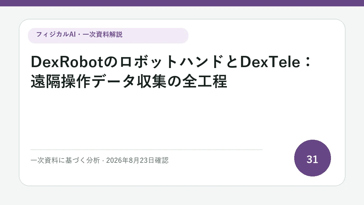 DexRobotのロボットハンドとDexTele：遠隔操作データ収集の全工程の論点を図解したフィジカルAI Labの解説カバー