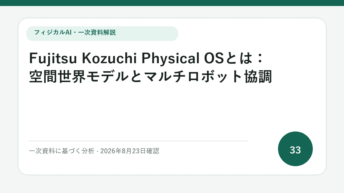 Fujitsu Kozuchi Physical OSとは：空間世界モデルとマルチロボット協調の論点を図解したフィジカルAI Labの解説カバー