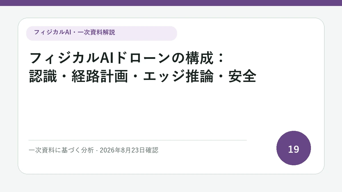フィジカルAIドローンの構成：認識・経路計画・エッジ推論・安全の論点を図解したフィジカルAI Labの解説カバー