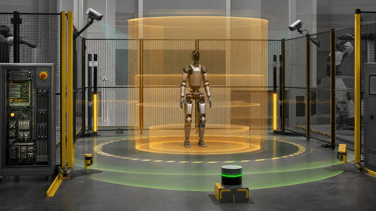 用于说明《NVIDIA Halos for Robotics 是什么：安全栈、检验与认证边界》的通用机器人编辑概念图