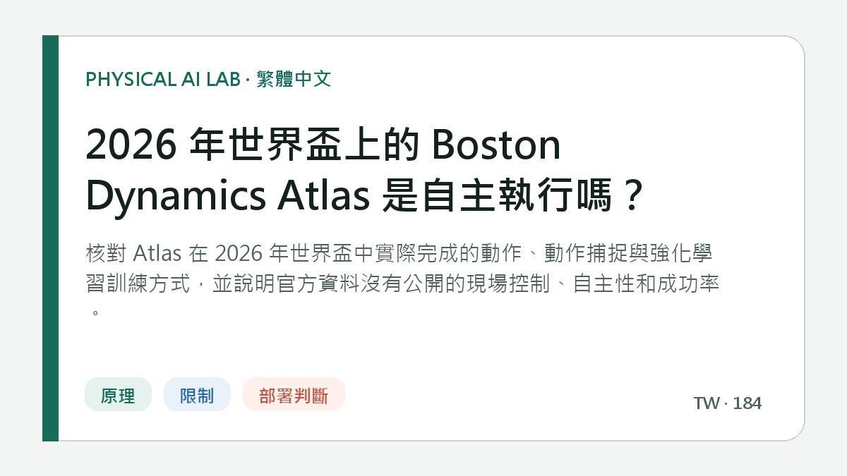 2026 年世界盃上的 Boston Dynamics Atlas 是自主執行嗎？的繁體中文重點圖
