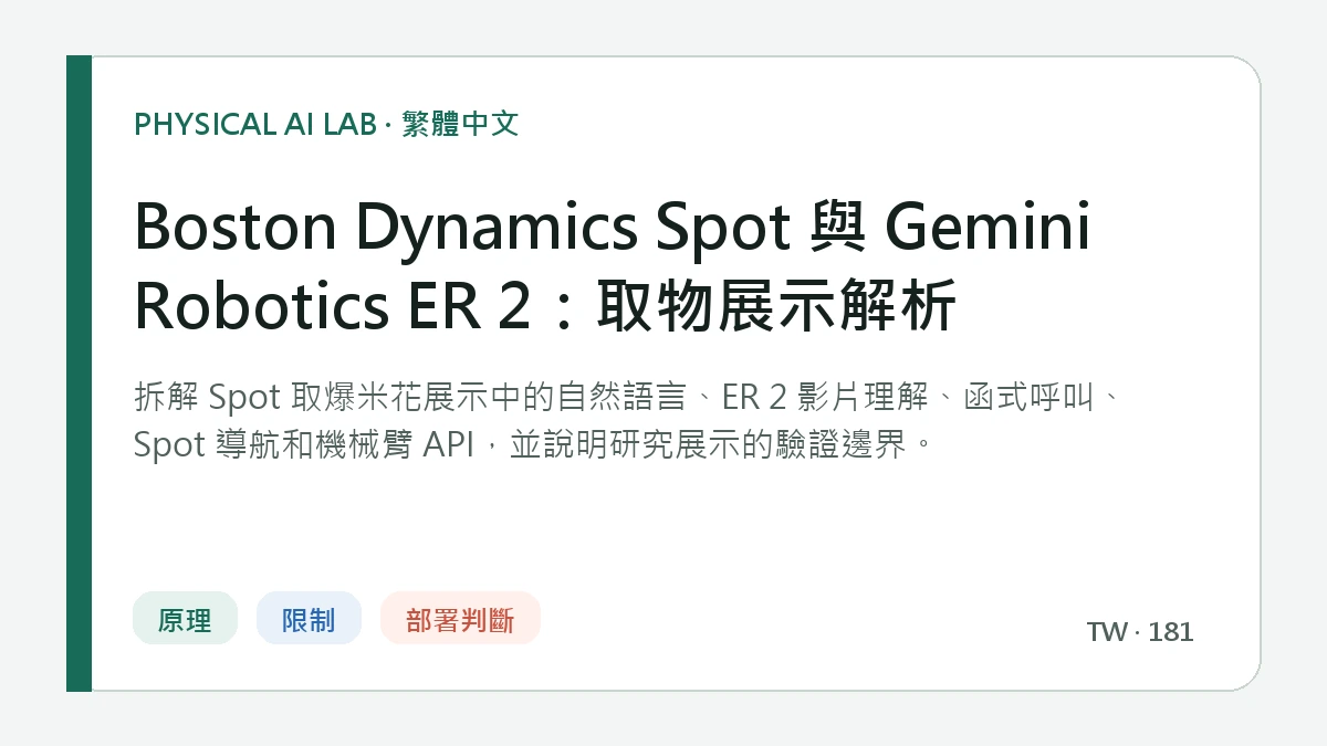 Boston Dynamics Spot 與 Gemini Robotics ER 2：取物展示解析的繁體中文重點圖