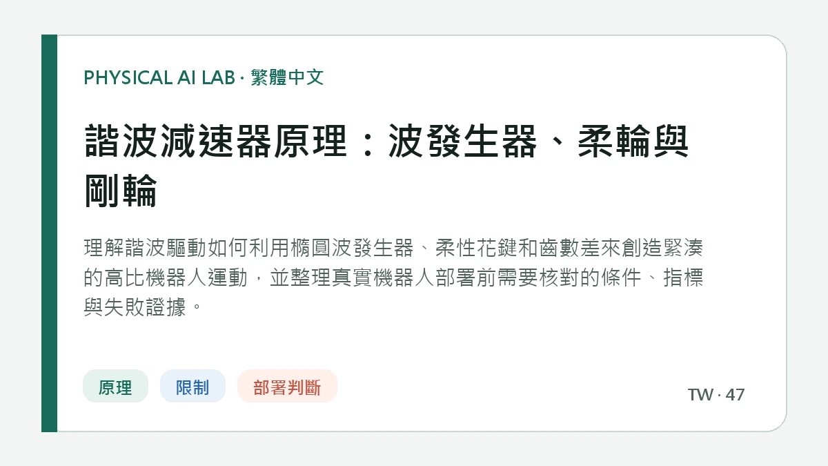諧波減速器原理：波發生器、柔輪與剛輪的繁體中文重點圖