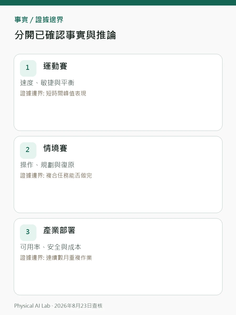 人形機器人運動表現，為什麼不等於產業現場表現評估圖卡，用可用率、人員介入、維護成本與重複成功率檢查導入條件