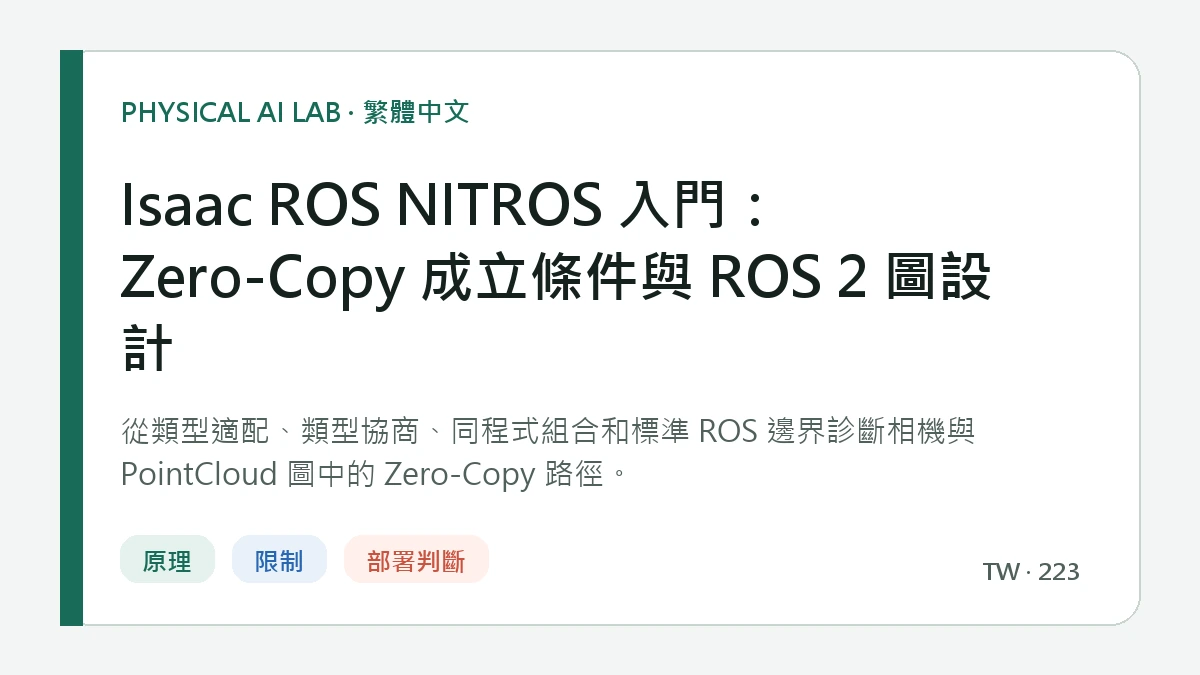 Isaac ROS NITROS 入門：Zero-Copy 成立條件與 ROS 2 圖設計的繁體中文重點圖