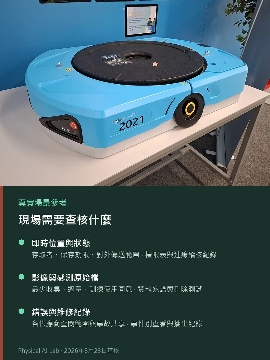 不同廠牌機器人如何協作：開放控制、資安與資料主權的參考實景照片，畫面呈現履約中心的一台移動式搬運機器人