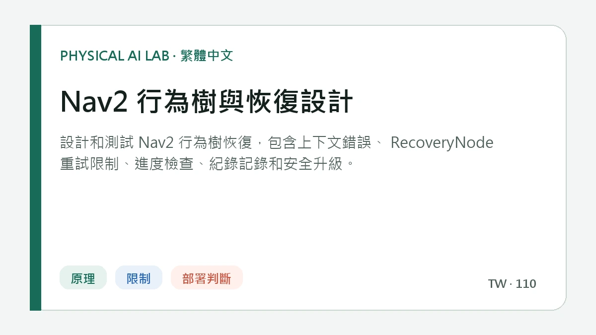 Nav2 行為樹與恢復設計的繁體中文重點圖