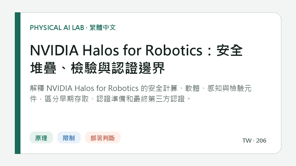 NVIDIA Halos for Robotics：安全堆疊、檢驗與認證邊界的繁體中文重點圖