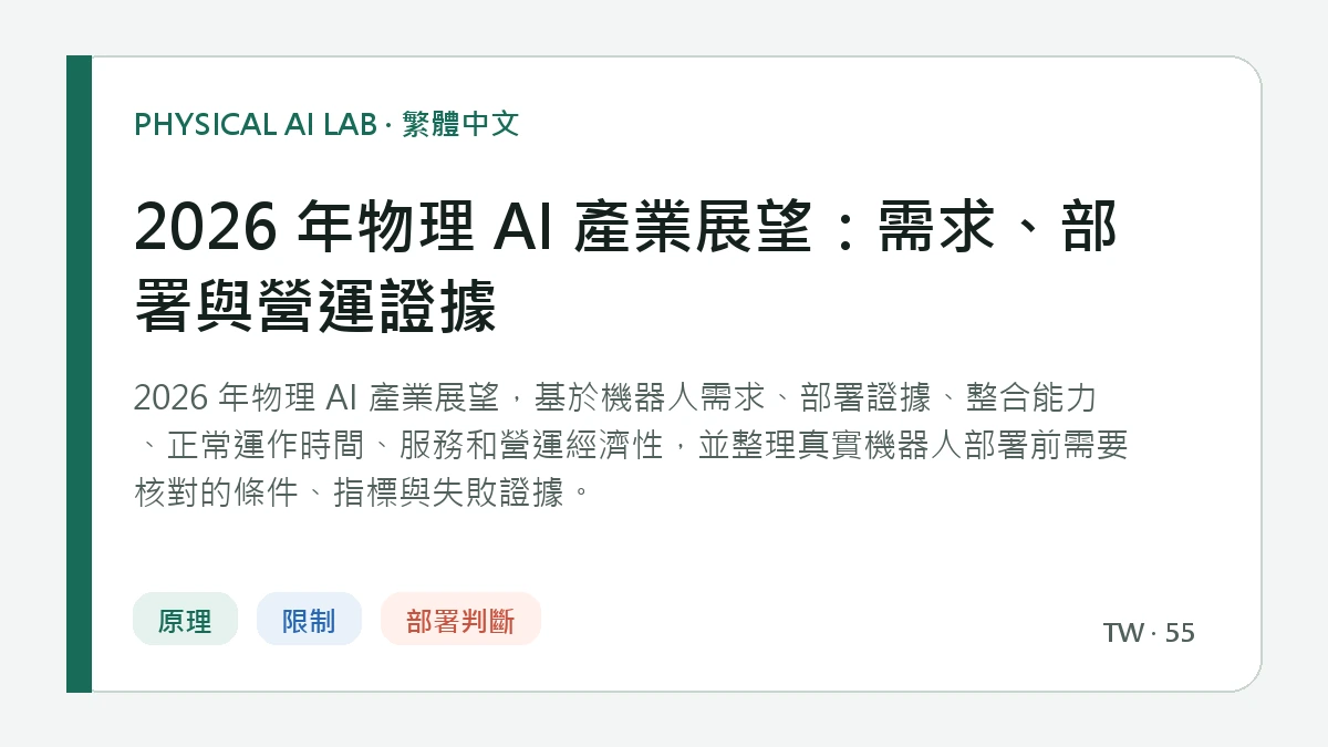 2026 年物理 AI 產業展望：需求、部署與營運證據的繁體中文重點圖