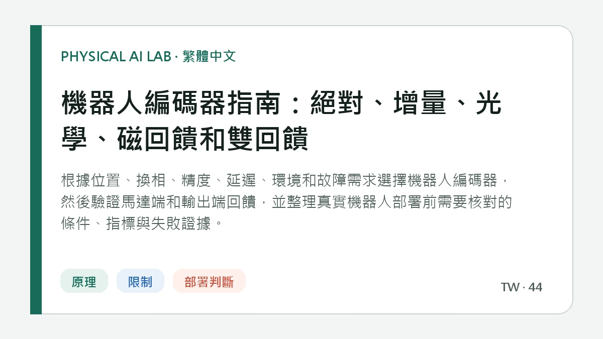 機器人編碼器指南：絕對、增量、光學、磁回饋和雙回饋的繁體中文重點圖