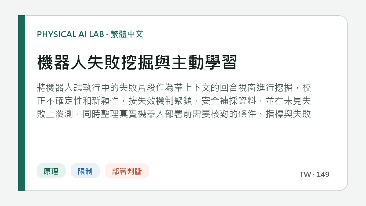 機器人失敗挖掘與主動學習的繁體中文重點圖