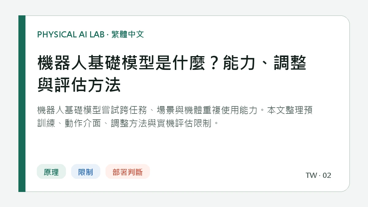 機器人基礎模型是什麼？能力、調整與評估方法的繁體中文重點圖