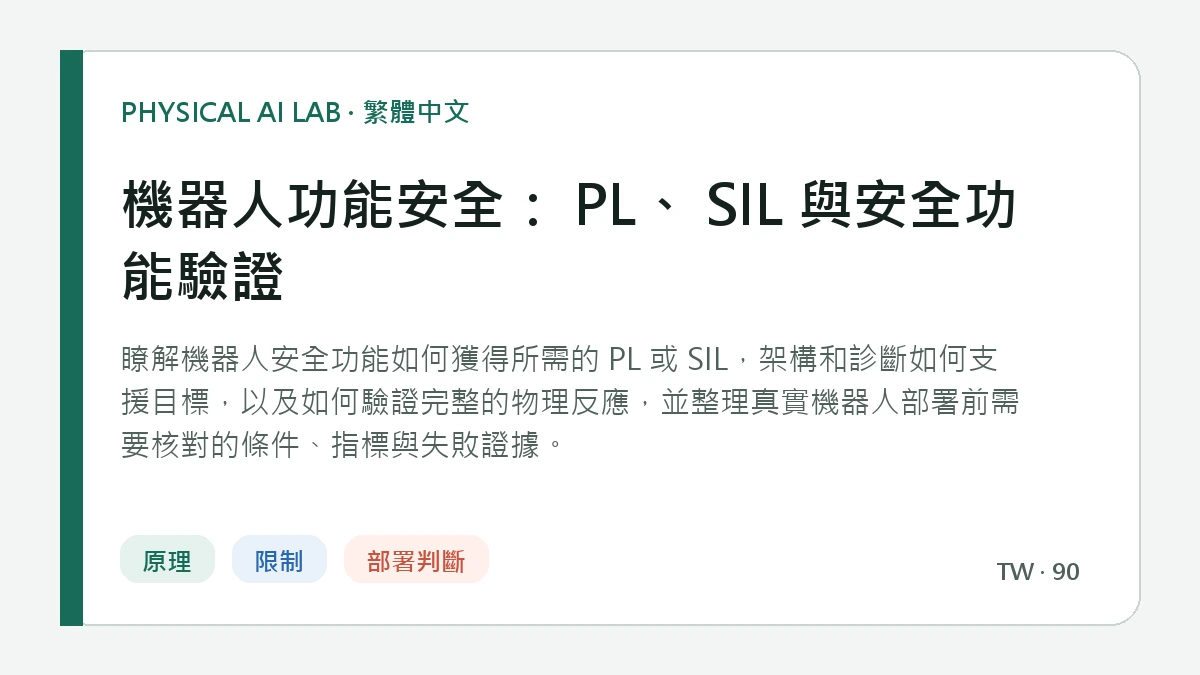 機器人功能安全： PL、 SIL 與安全功能驗證的繁體中文重點圖