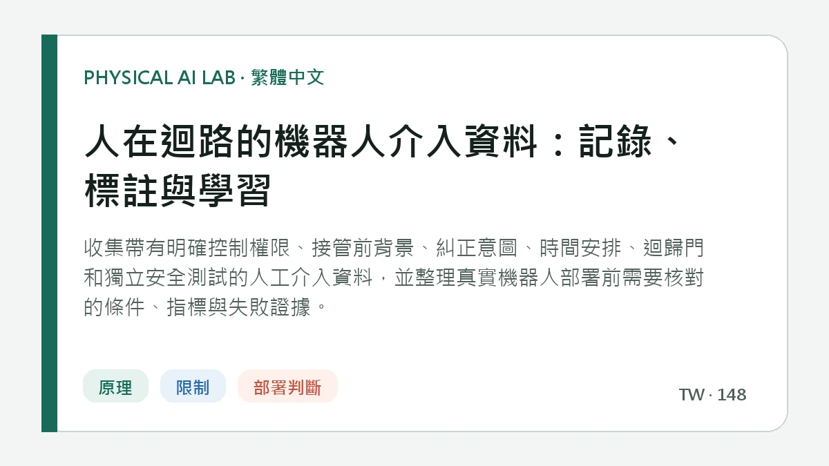 人在迴路的機器人介入資料：記錄、標註與學習的繁體中文重點圖