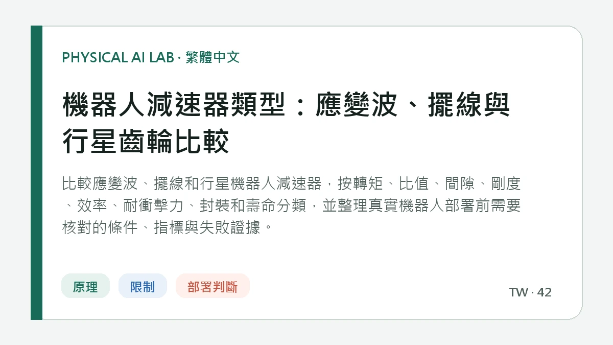 機器人減速器類型：應變波、擺線與行星齒輪比較的繁體中文重點圖