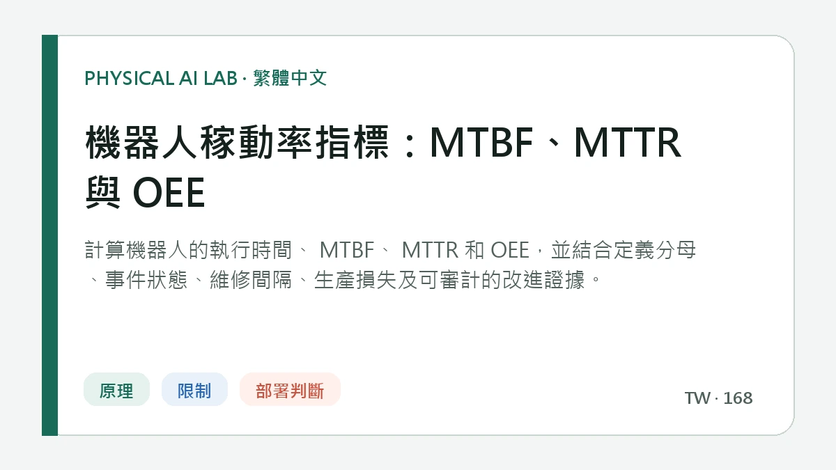 機器人稼動率指標：MTBF、MTTR 與 OEE的繁體中文重點圖