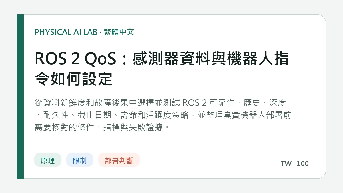ROS 2 QoS：感測器資料與機器人指令如何設定的繁體中文重點圖