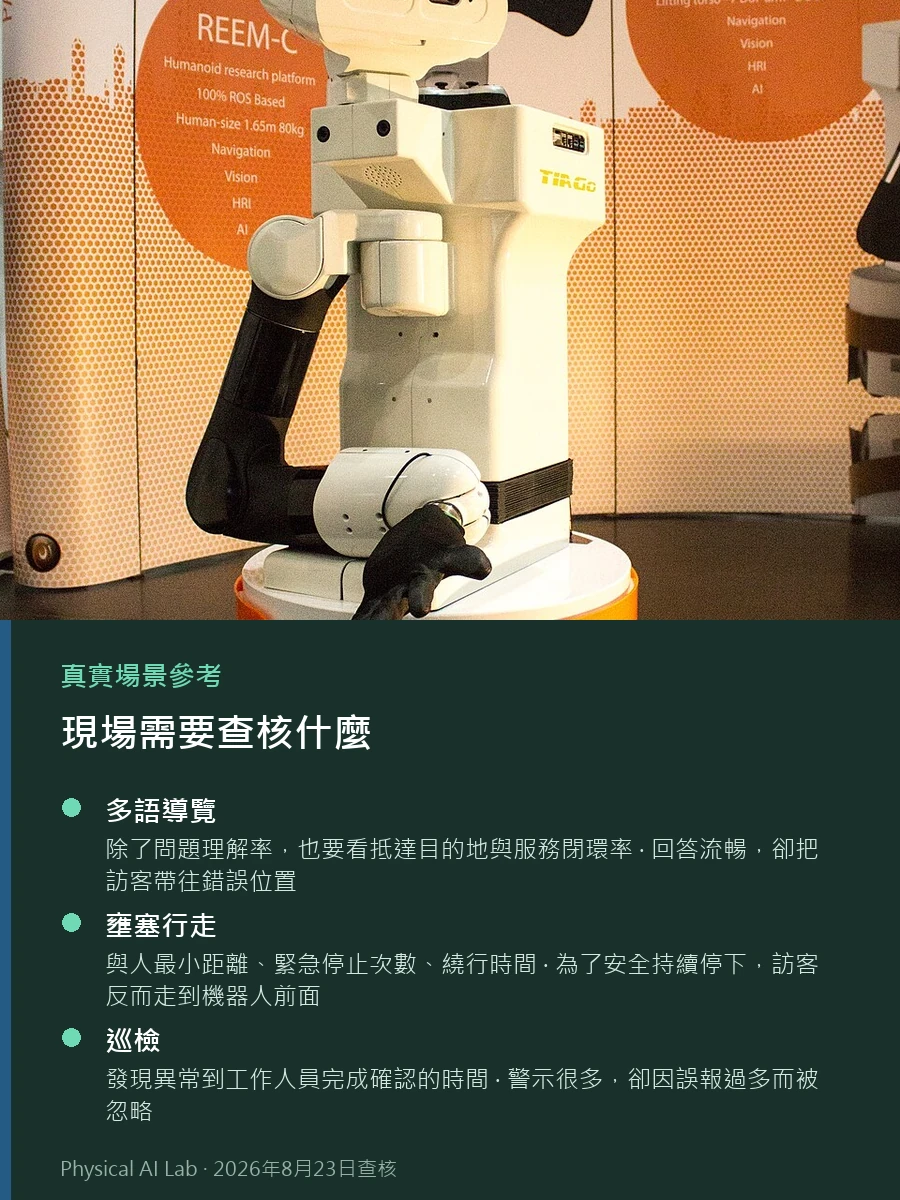 UBTECH Walker C1 定位解析：城市服務型與工業型人形機器人的差別的參考實景照片，畫面呈現RoboCup 室內場地中的 TIAGo 服務機器人