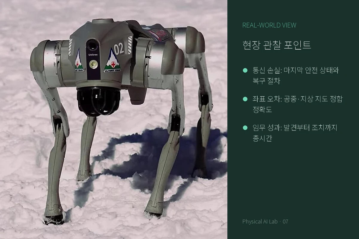 WRC 2026 UAV·지상 로봇 협업: 드론이 보고 로봇이 움직이는 구조의 현장 맥락을 보여주는 라이선스 확인 로봇 실사진