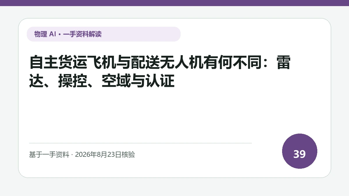 自主货运飞机与配送无人机有何不同：雷达、操控、空域与认证纯文字编辑封面，标题与主题判断重点聚焦机场间货运与末端配送的空域、感知差异