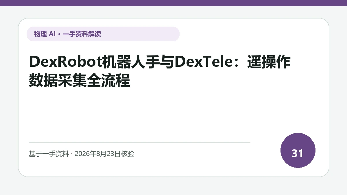 DexRobot机器人手与DexTele：遥操作数据采集全流程纯文字编辑封面，标题与主题判断重点聚焦机械手力道、循环寿命与远程操作时间同步