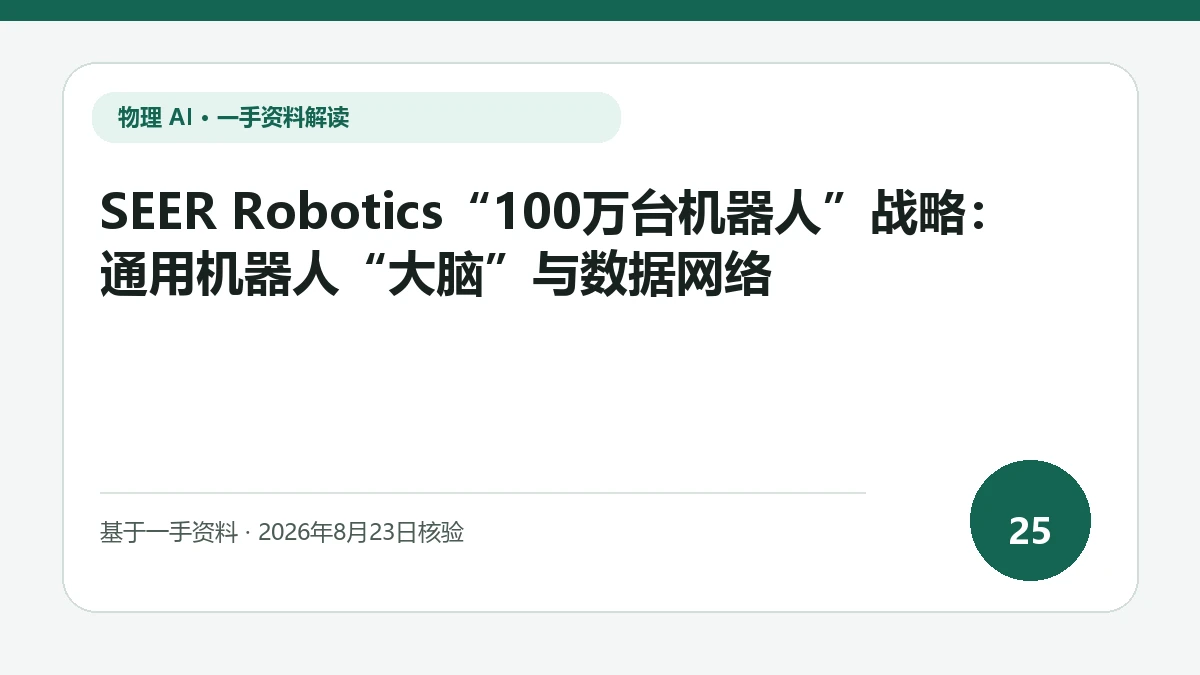 SEER Robotics“100万台机器人”战略：通用机器人“大脑”与数据网络纯文字编辑封面，标题与主题判断重点聚焦通用控制层与大规模机器人数据网络