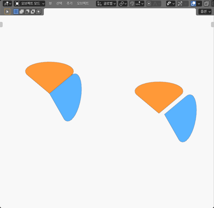 Actual Blender pitch-reference cones: matched pair on the left and axially shifted pair on the right