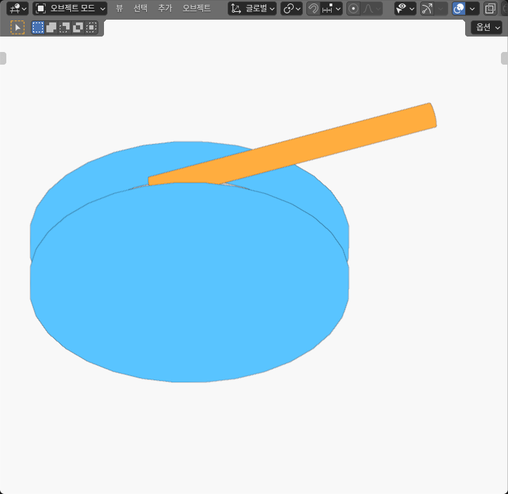 Actual Blender six-degree sheave entry: blue finite flanges and an orange straight cable envelope